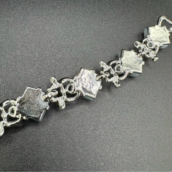 Vintage 1950s Coro Thermoset in Icy Blue Chunky Link Bracelet 7.5in - Picture 6 of 11